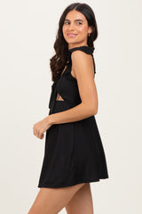 Black Tie Front Cutout Swim Dress