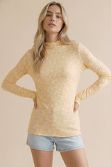Light Yellow Long Sleeve Floral Print Maternity Top