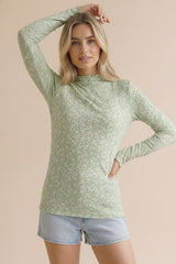 Sage Long Sleeve Floral Print Maternity Top
