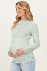 Sage Long Sleeve Floral Print Maternity Top