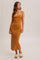Mustard Contrast Stitch Detail Ribbed Sweater Dress
