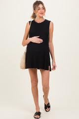 Black Knit Sleeveless Top Shorts Maternity Set