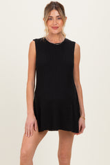 Black Knit Sleeveless Top Shorts Maternity Set