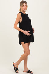 Black Knit Sleeveless Top Shorts Maternity Set