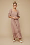 Mauve Floral Square Neck Maxi Dress