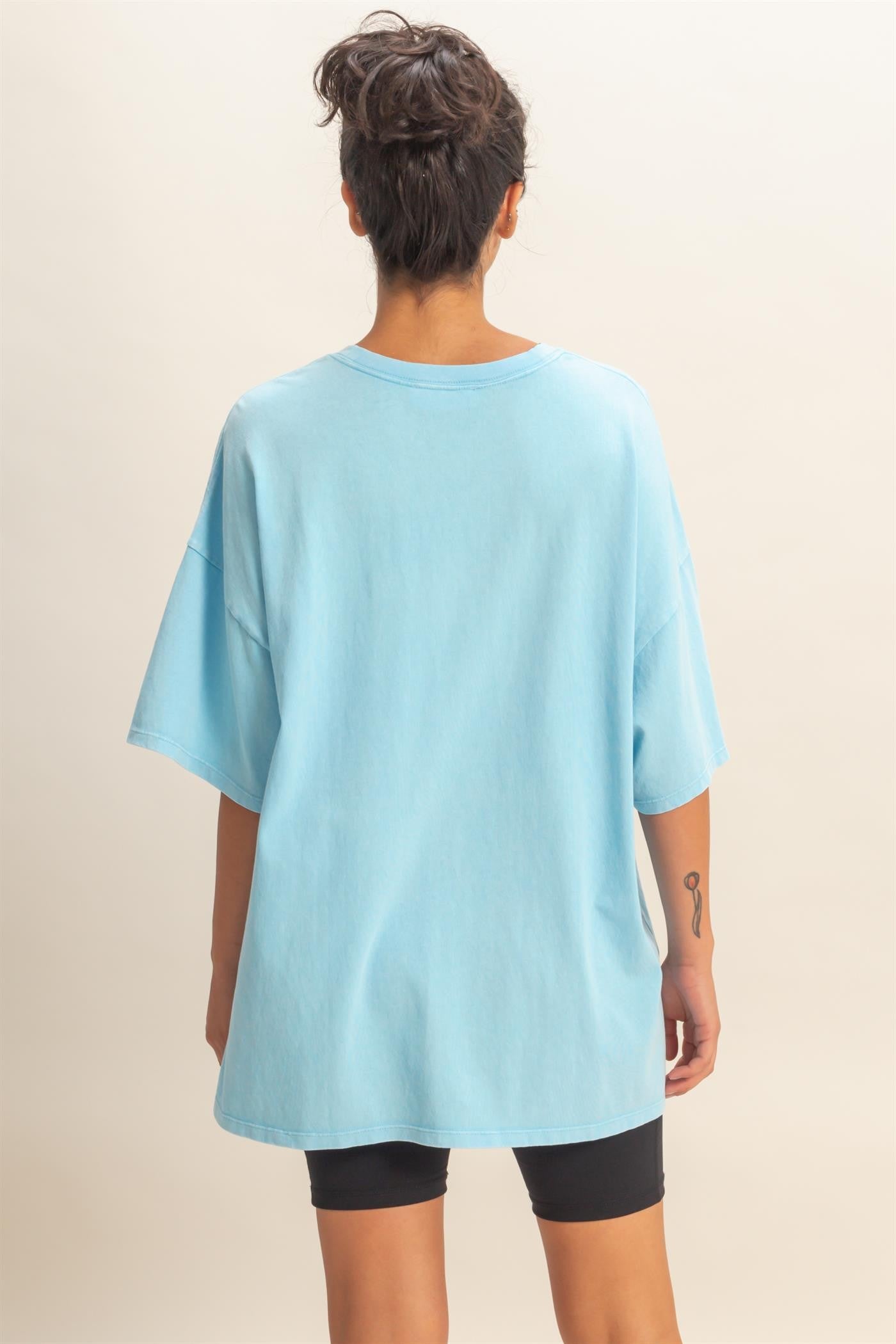 Light Blue Oversized Mineral Wash T-Shirt