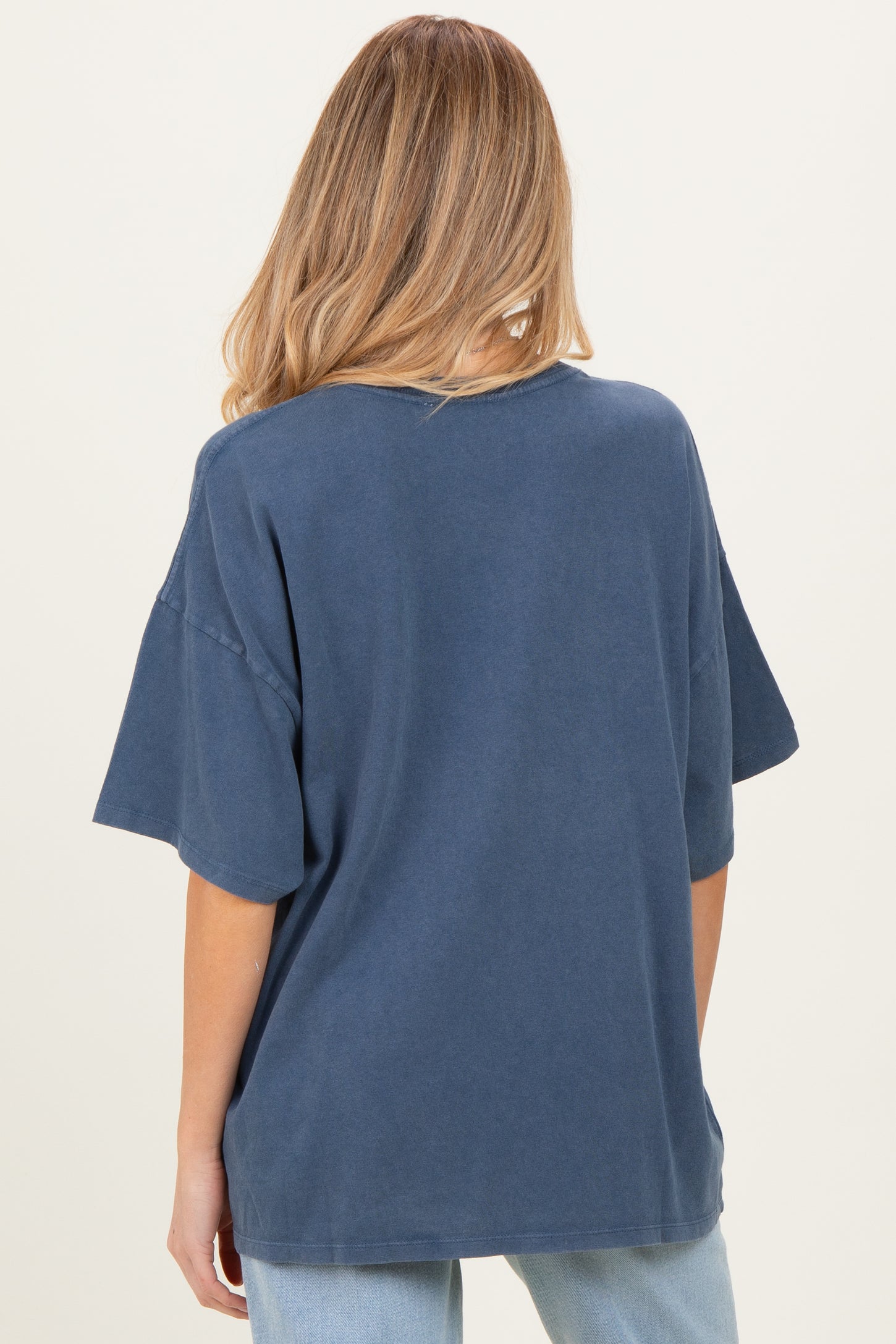 Light Navy Oversized Mineral Wash Maternity T-Shirt