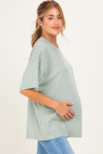 Sage Oversized Mineral Wash Maternity T-Shirt