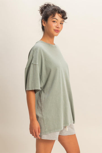Sage Oversized Mineral Wash T-Shirt