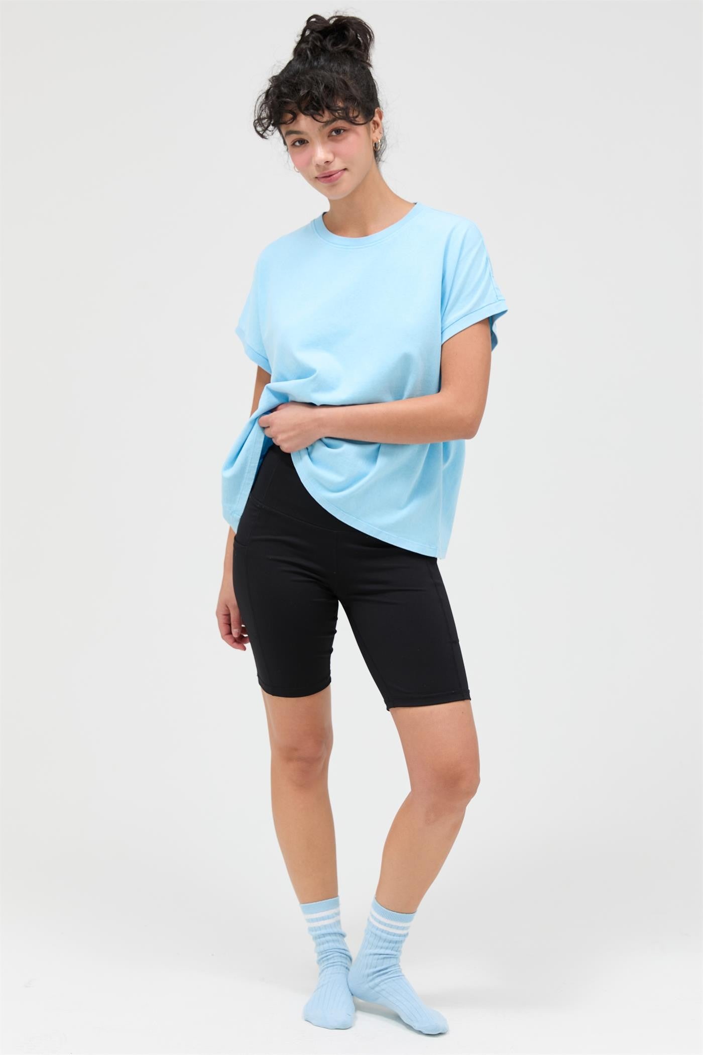 Light Blue Mineral Wash Boxy Fit T-Shirt