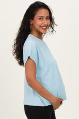 Light Blue Mineral Wash Boxy Fit Maternity T-Shirt
