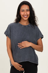 Charcoal Mineral Wash Boxy Fit Maternity T-Shirt