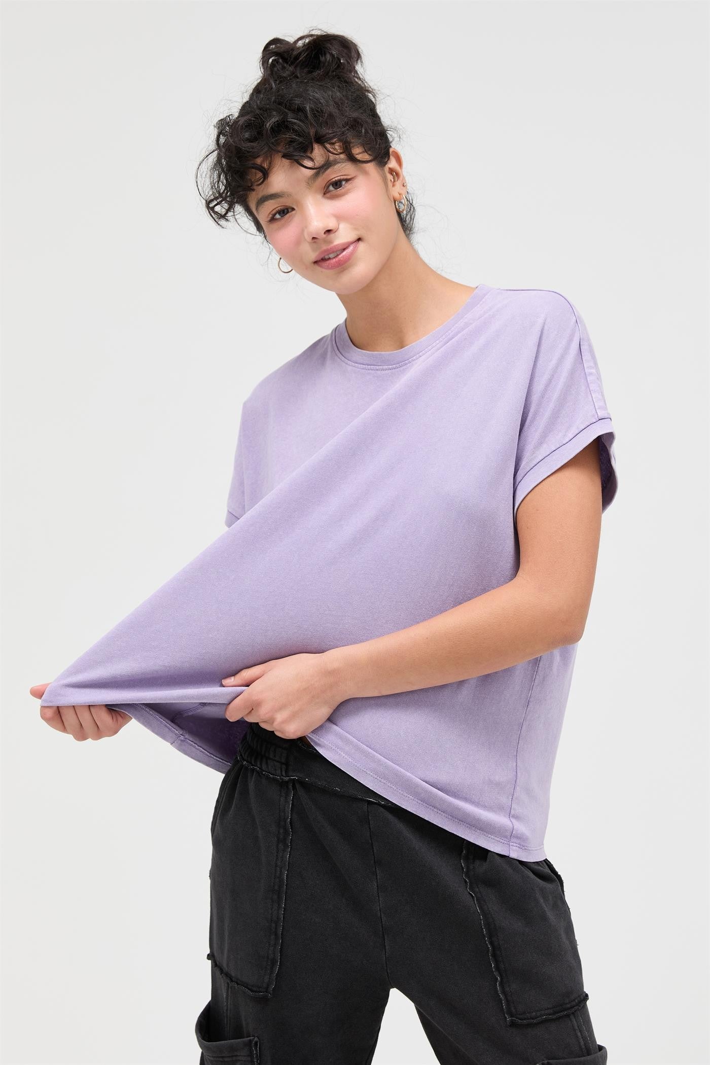 Dusty Purple Mineral Wash Boxy Fit Maternity T-Shirt
