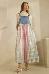 Multicolor Plaid Overall Maxi Dress