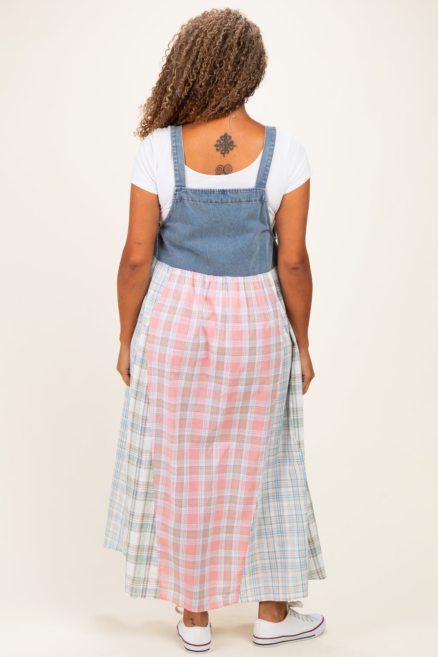 Multicolor Plaid Overall Plus Maxi Dress