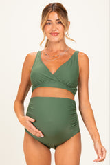 Olive Green High Waist Maternity Bikini Set