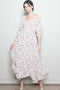 Cream Floral Smocked Handkerchief Hem Maxi Dress