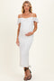 Ivory Off Shoulder Lace Knit Maternity Midi Dress