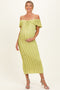 Citron Off Shoulder Lace Knit Maternity Midi Dress