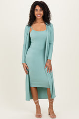 Sage Ribbed Cardigan 2 Piece Maternity Set