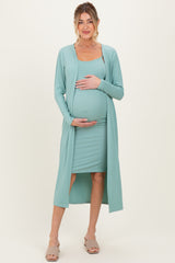 Sage Ribbed Cardigan 2 Piece Maternity Set