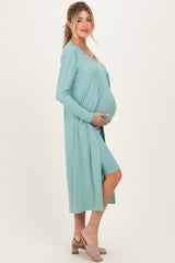 Sage Ribbed Cardigan 2 Piece Maternity Set