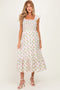 Pink Floral Smocked Sleeveless Maternity Midi Dress