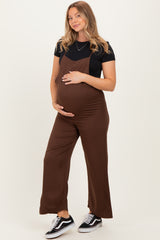 Brown Wide Leg Maternity Jumpsuit