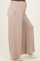 Ash Mocha Smocked Waist Wide Leg Maternity Pants