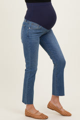 Blue Slim Fit Raw Hem Maternity Jeans