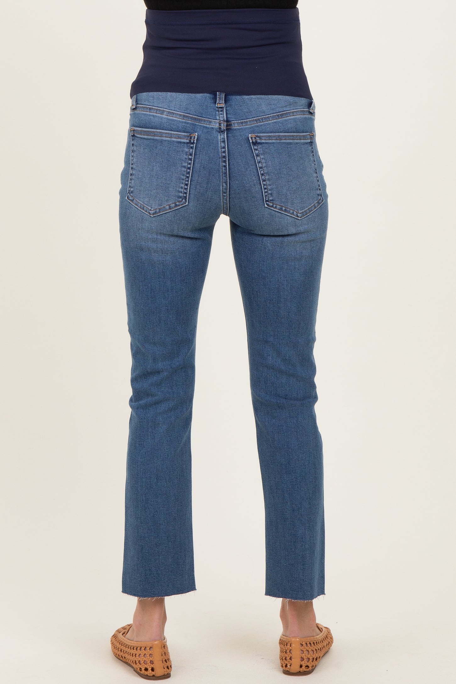 Blue Slim Fit Raw Hem Maternity Jeans