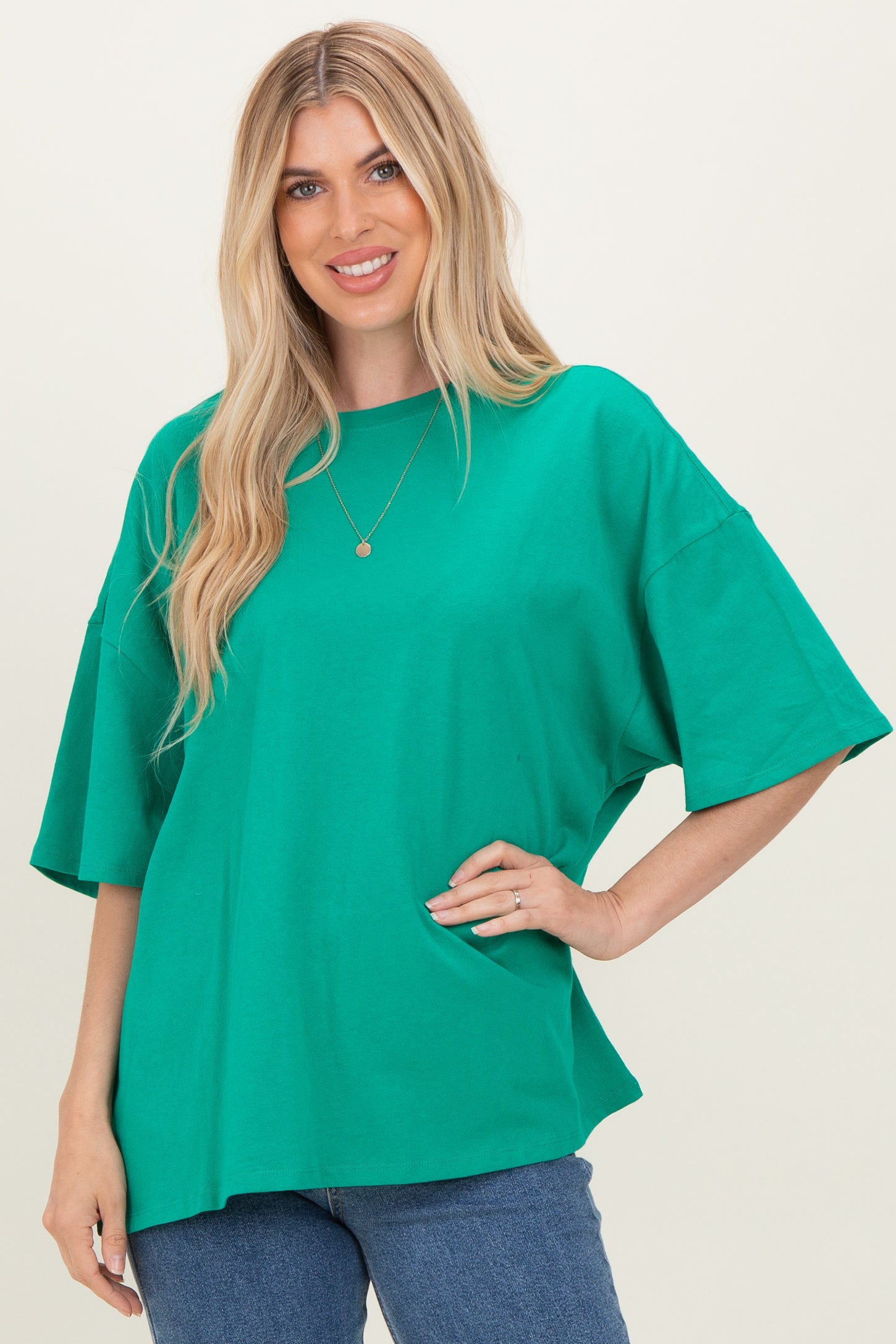 Kelly Green Cotton Oversized Tee
