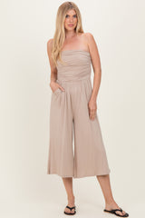 Ash Mocha Double Layered Strapless Tube Top Jumpsuit