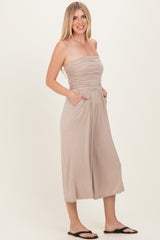 Ash Mocha Double Layered Strapless Tube Top Jumpsuit