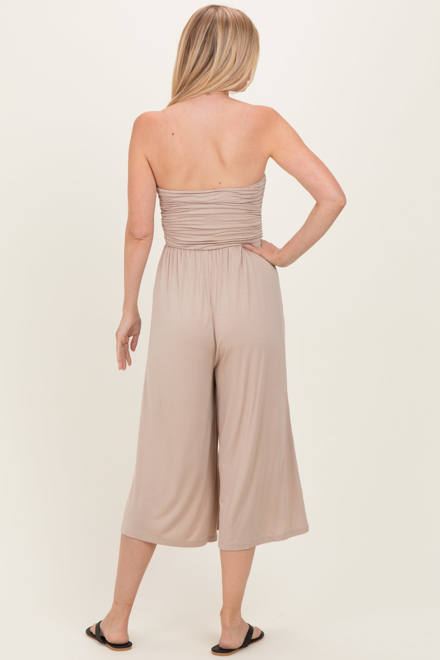 Ash Mocha Double Layered Strapless Tube Top Jumpsuit