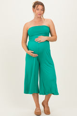 Kelly Green Double Layered Strapless Tube Top Maternity Jumpsuit