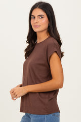 Brown Rolled Short Sleeve Tee