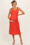 Red Orange Tied Shoulder Strap Maternity Midi Dress