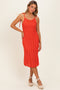 Red Orange Tied Shoulder Strap Midi Dress