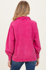 Magenta Sunfade Cotton Collared Long Sleeve Maternity Top