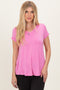 Pink Basic V-Neck Short Sleeve Top