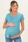 Dusty Teal Basic V-Neck Short Sleeve Maternity Top