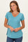 Dusty Teal Basic V-Neck Short Sleeve Top