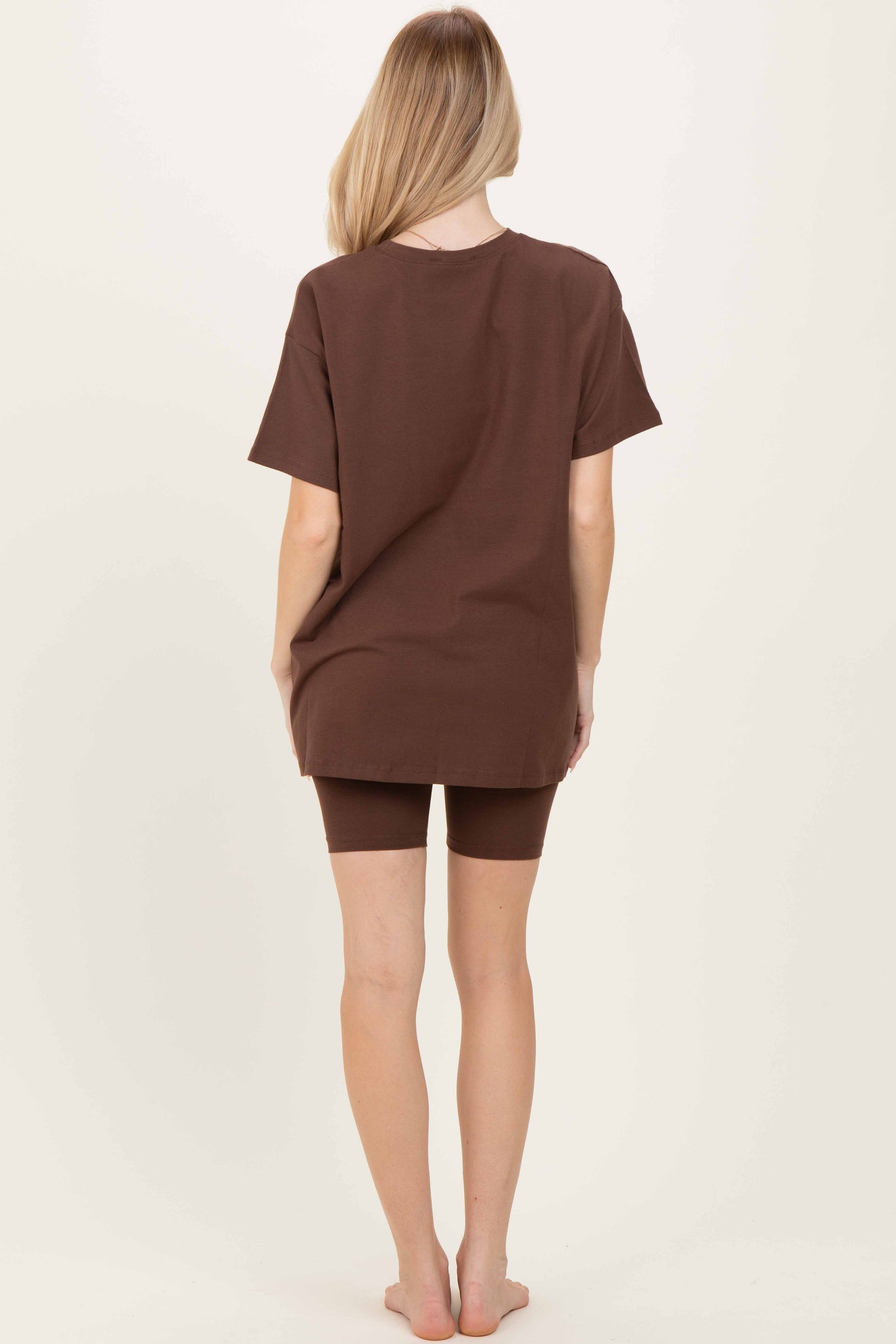 Brown Biker Shorts Set