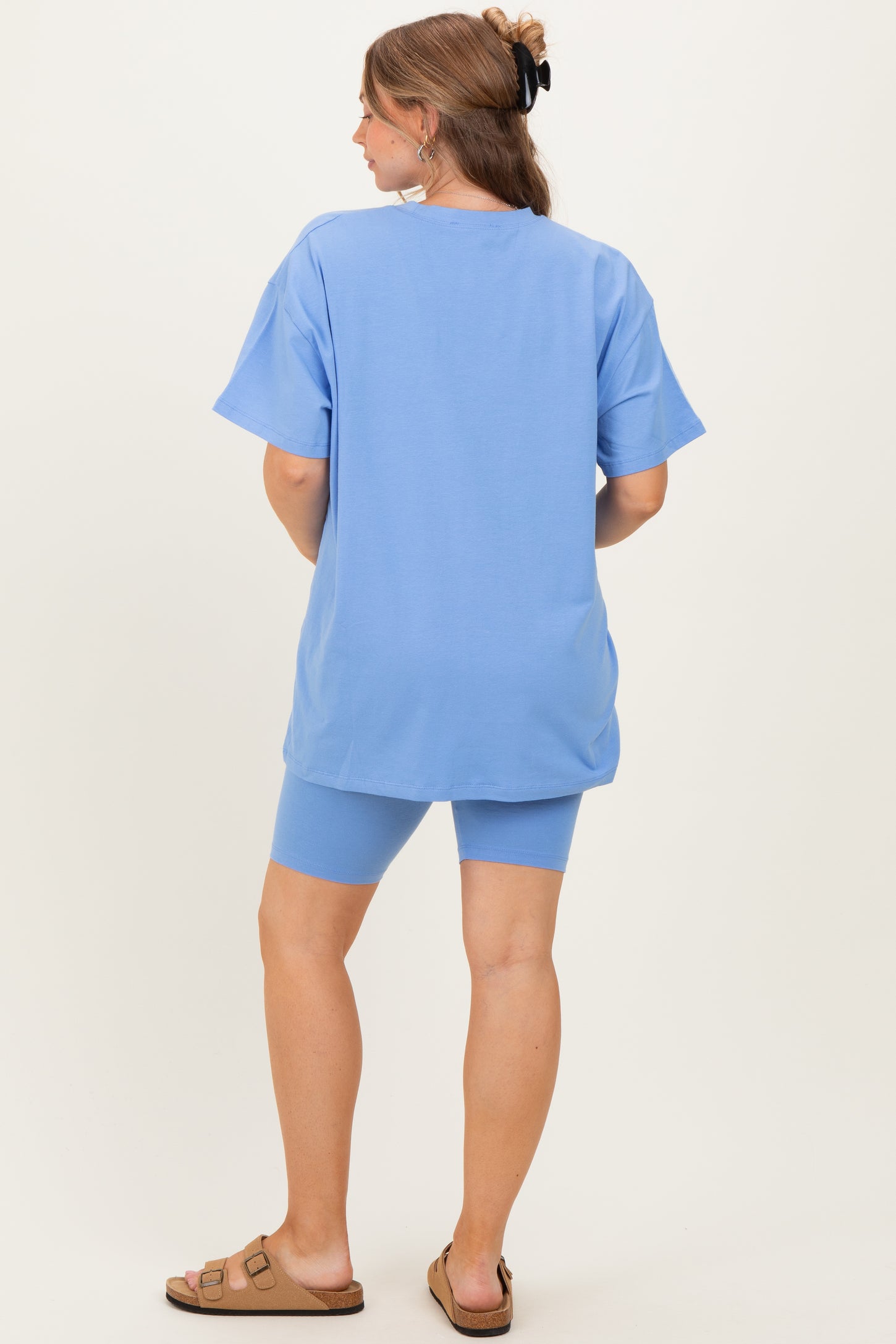 Periwinkle Biker Shorts Maternity Set