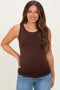 Brown Basic Seamless Maternity Tank