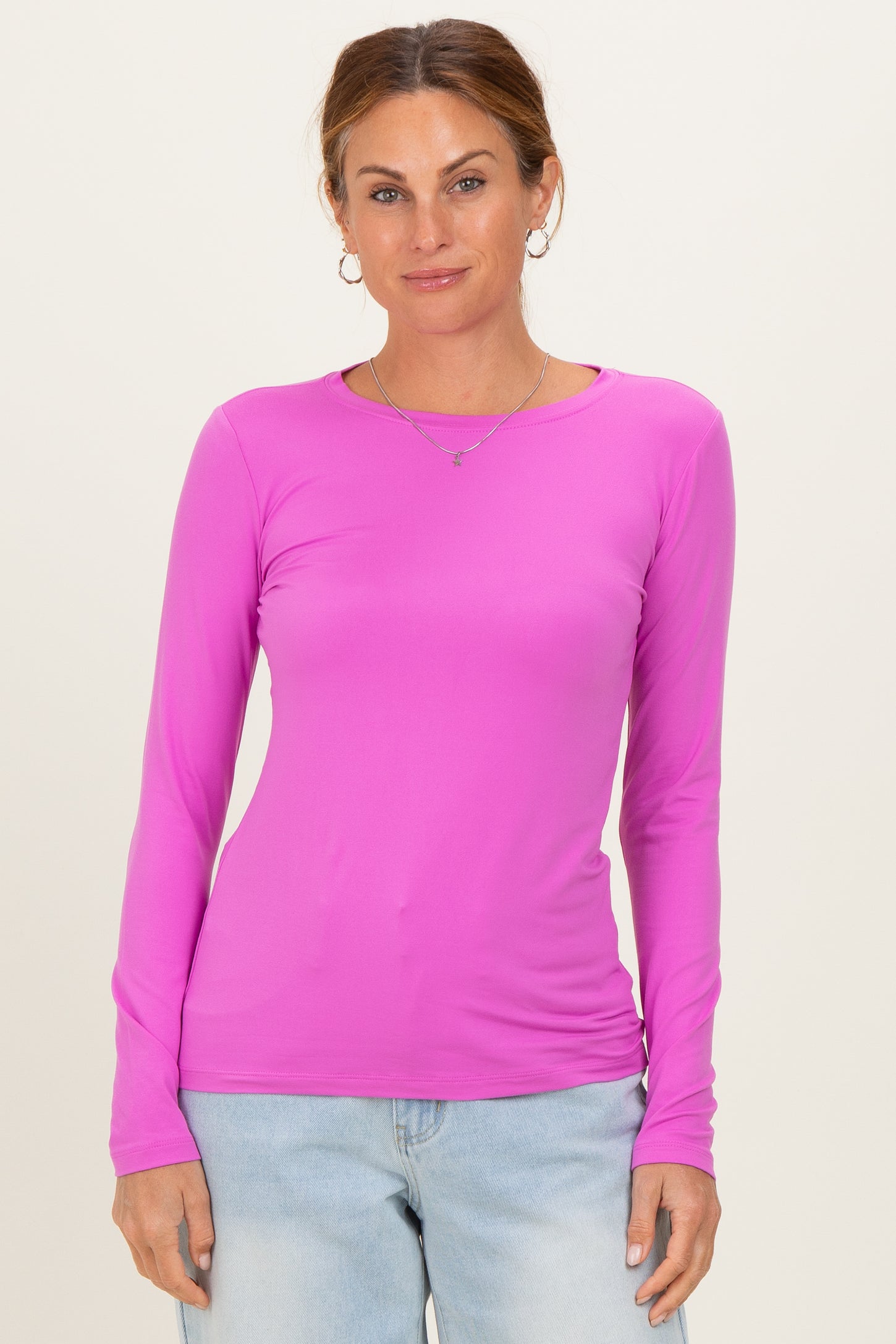 Bright Mauve Basic Long Sleeve Top