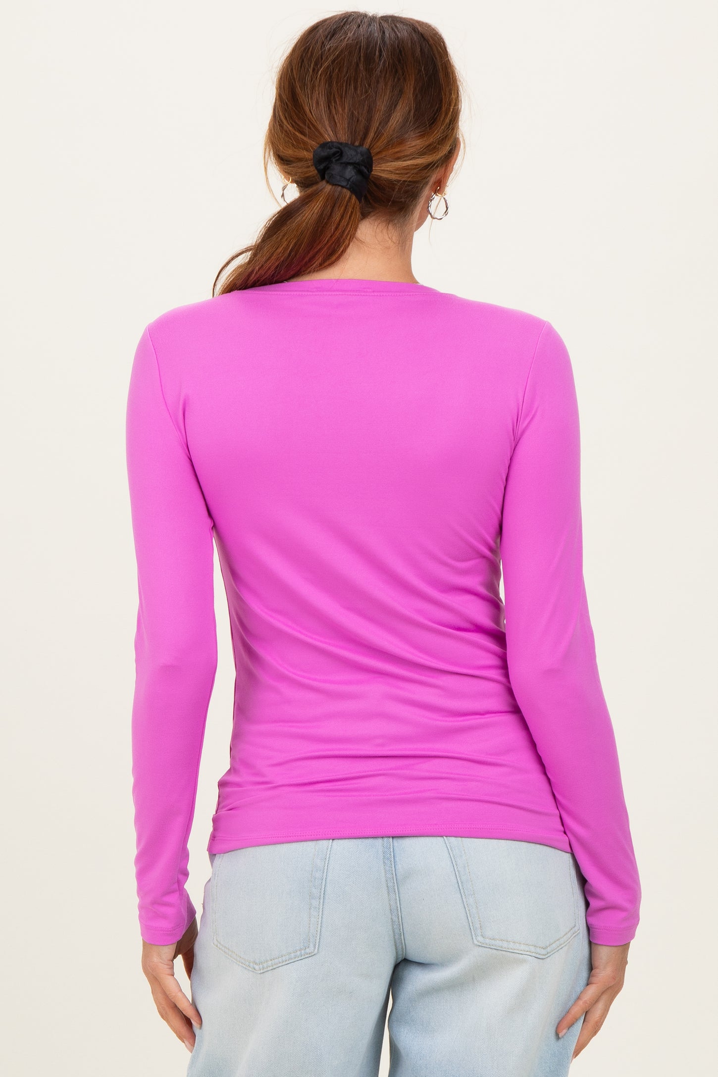 Bright Mauve Basic Long Sleeve Top