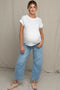 Light Blue Vintage Wash Barrel Leg Maternity Jeans