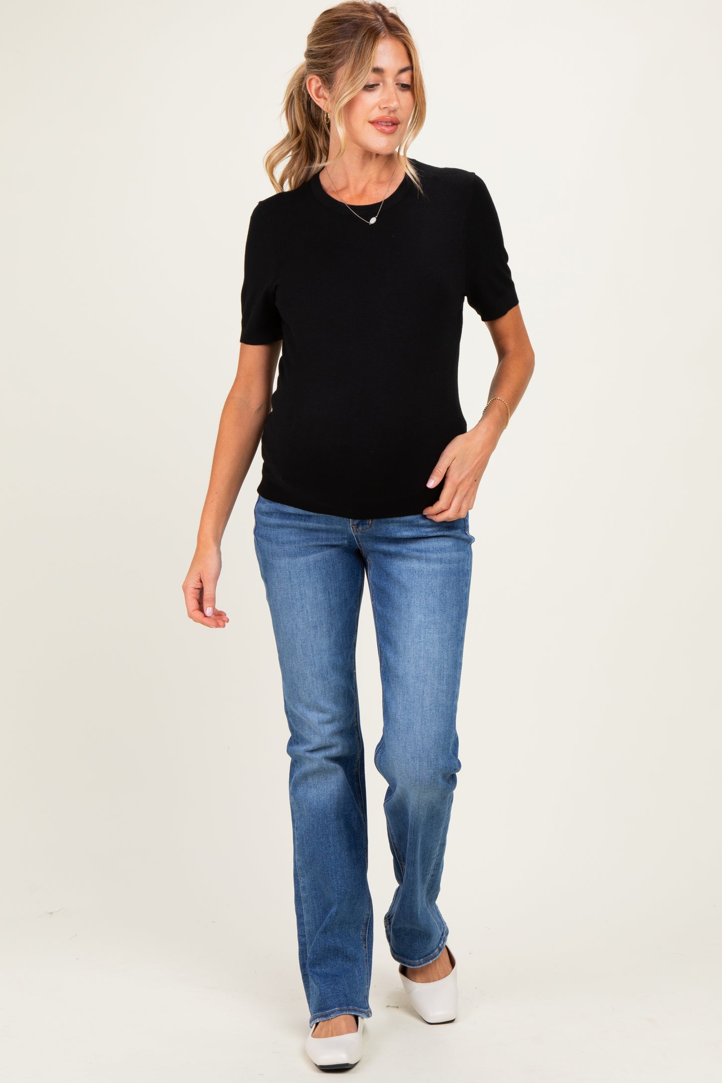 Blue Medium Wash Bootcut Maternity Jeans